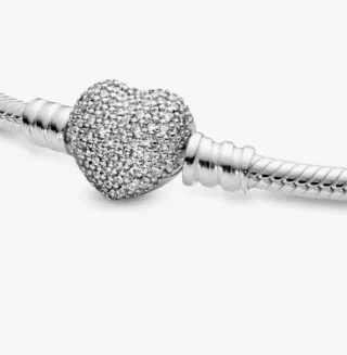 PANDORA - Pulsera Corazón Brillante Plata