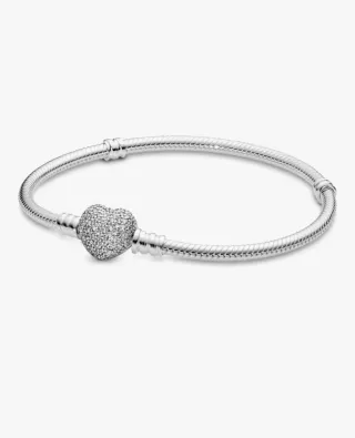 PANDORA - Pulsera Corazón Brillante Plata