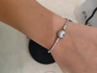 PANDORA - Pulsera Corazón Brillante Plata