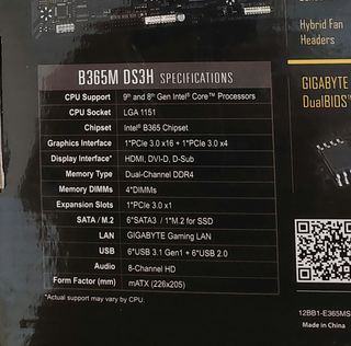 Scheda Madre B365M DS3H LGA 1151