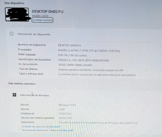 PC Sobremesa i7 8700 8gb de RAM