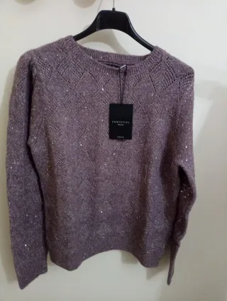 Jersey Cortefiel rosa lentejuelas