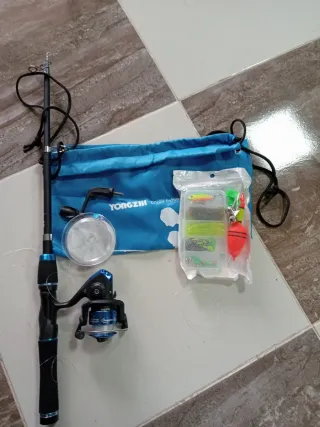 Caña de pescar y carrete