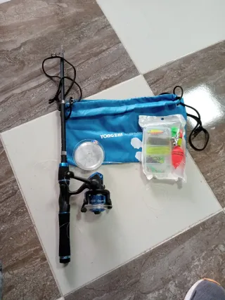 Caña de pescar y carrete