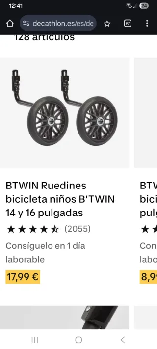 Ruedines Bici Niños B'TWIN 14 y 16 Pulgadas