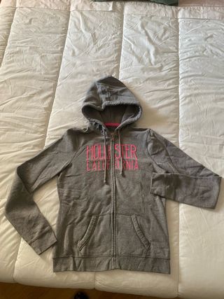 Sudadera Hollister gris con cremallera.