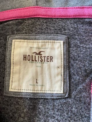 Sudadera Hollister gris con cremallera.