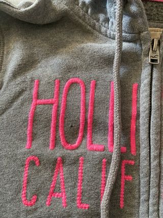 Sudadera Hollister gris con cremallera.