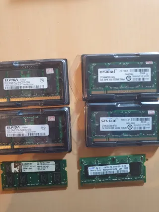 6 Módulos Memoria RAM SODIMM DDR2 2GB varias marca