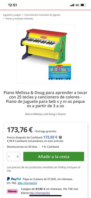 Piano Melissa & Doug para niños