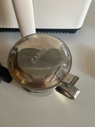 Azucarero y grasera de cristal y metal