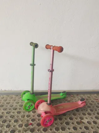 Patinete infantil 3 ruedas verde y rosa