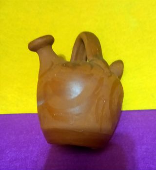 SOUVENIR ARTESANAL: "BOTIJO BARRO VINTAGE. AÑOS 70