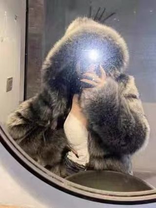 Abrigo Piel Sintética Gris Talla Única