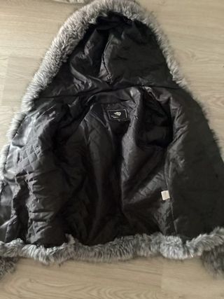 Abrigo Piel Sintética Gris Talla Única