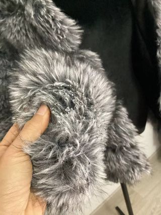 Abrigo Piel Sintética Gris Talla Única