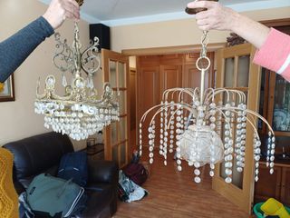 Lámpara araña cristal dorada