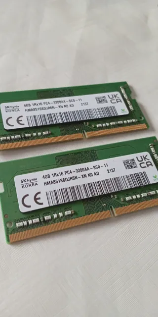 2x tarjetas 4GB DDR4 3200MHz memoria RAM