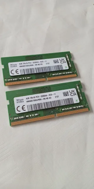 2x tarjetas 4GB DDR4 3200MHz memoria RAM