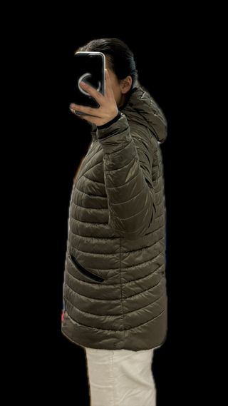 Chaqueta de esquí acolchada mujer verde oliva