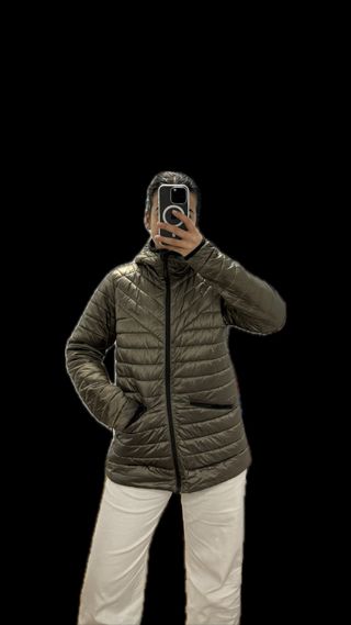 Chaqueta de esquí acolchada mujer verde oliva