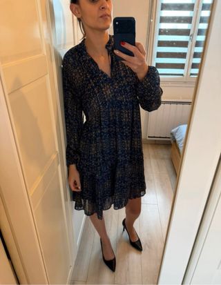 Vestido fiesta azul y dorado Talla M