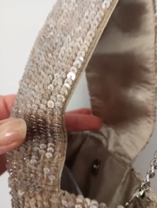 Bolso fiesta lentejuelas flecos cadena