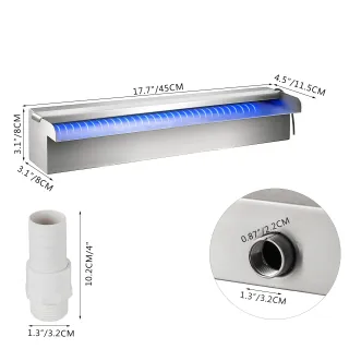 Fontana Piscina a Cascata 45 x 11 x 7,8Cm Acciaio