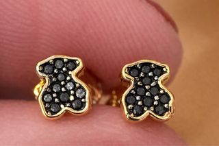 Pendientes Tous Oso Oro y Circonitas Negras