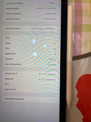 iPad Air 11 M3( con Apple pencil pro e cover )