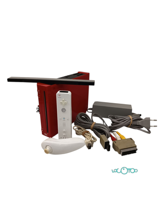 Consola Nintendo Wii roja con mando y nunchuck
