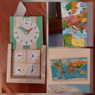 Puzzle Reloj y Mapa Mundi