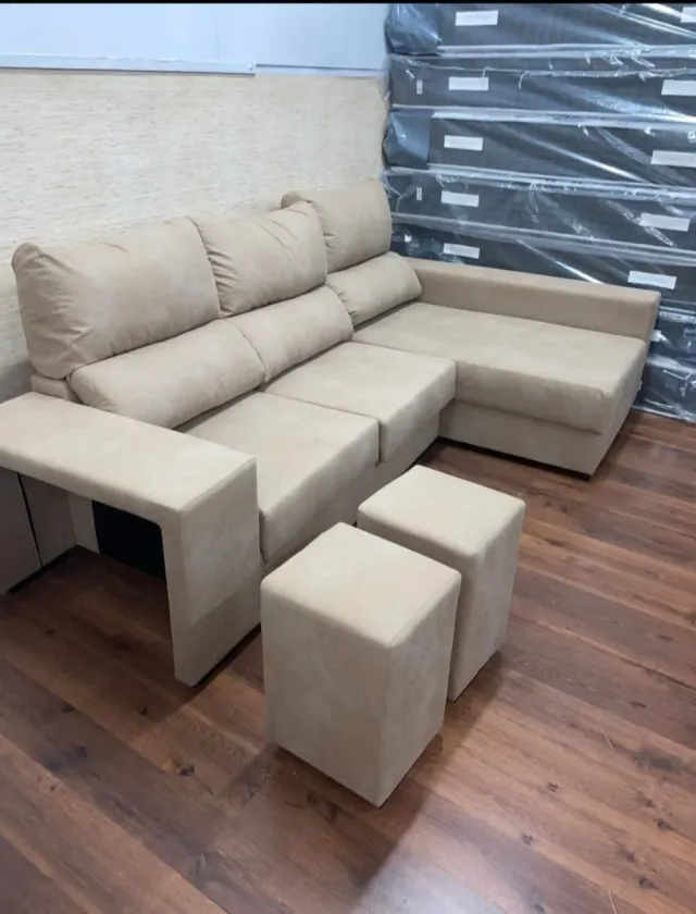 Sofá modular gris tela