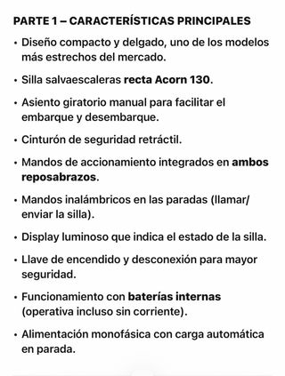 Silla Salvaescaleras Acorn 130 - Negociable