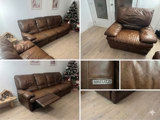 Conjunto Sofá 4 Plazas + Sillón NATUZZI Piel