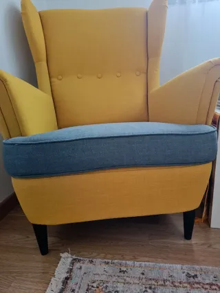 Sillón orejero IKEA amarillo y gris