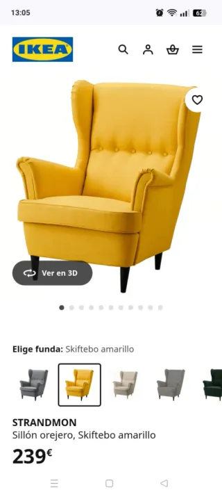Sillón orejero IKEA amarillo y gris