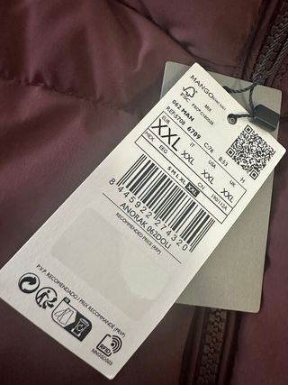 Chaqueta plumífero Mango XXL color vino