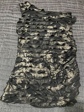 Blusa Miss Gaga volantes estampado dorado