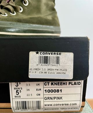 Zapatillas Converse T-36 Verde/Rosa KNEEHI PLAID