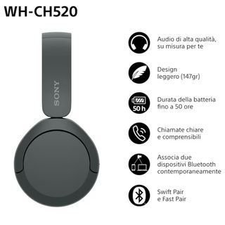 Cuffie Sony WH-CH520 nere Nuove