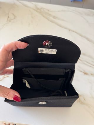 Bolso de fiesta negro mini con asa plateada