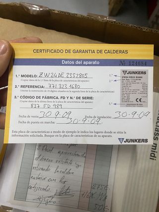 Caldera Junkers ZW 24 (para reparar placa)