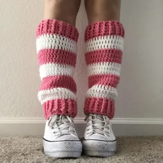 Calentadores de crochet amarillo y gris