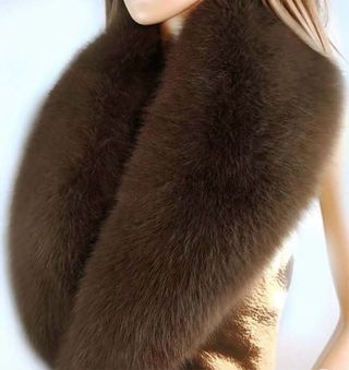 Precioso Chal/Adorno Cuello Doble Capa Marrón