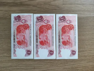 3 Banconote da 1 Peso Argentino