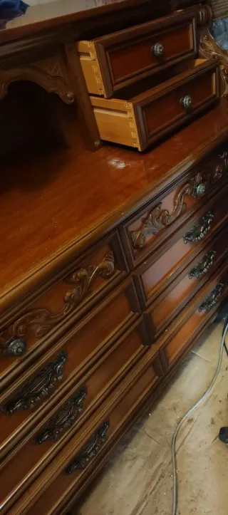 Como antico con 2 comodini stile Liberty in legno