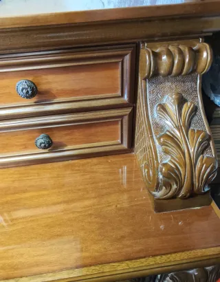 Como antico con 2 comodini stile Liberty in legno