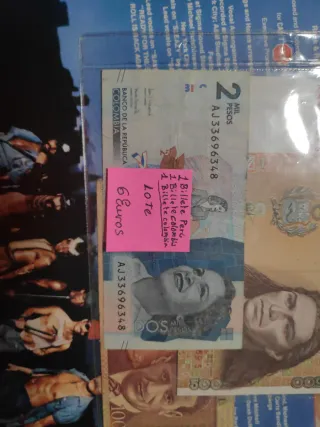 Lote 2 Billetes Colombia 1 Perú