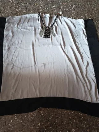 Vestido fiesta gris y negro talla única